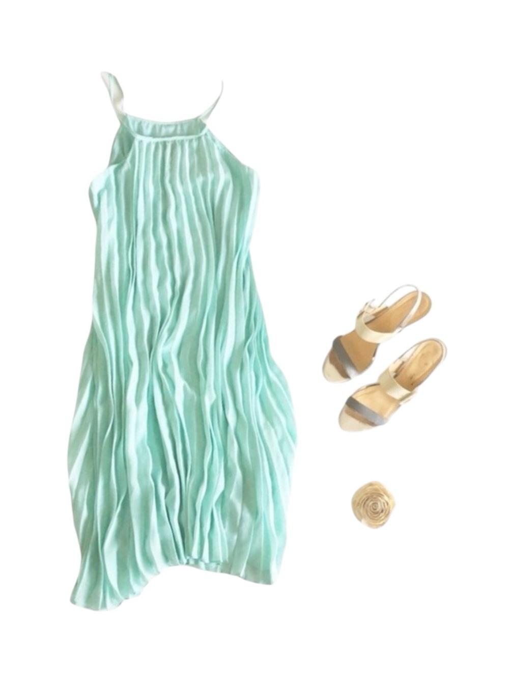 new Molly Bracken ❃ Pleated High Neck Chiffon Mini Sun Dress ❃ Baby Blue ❃ M L ❃ - Picture 6 of 16